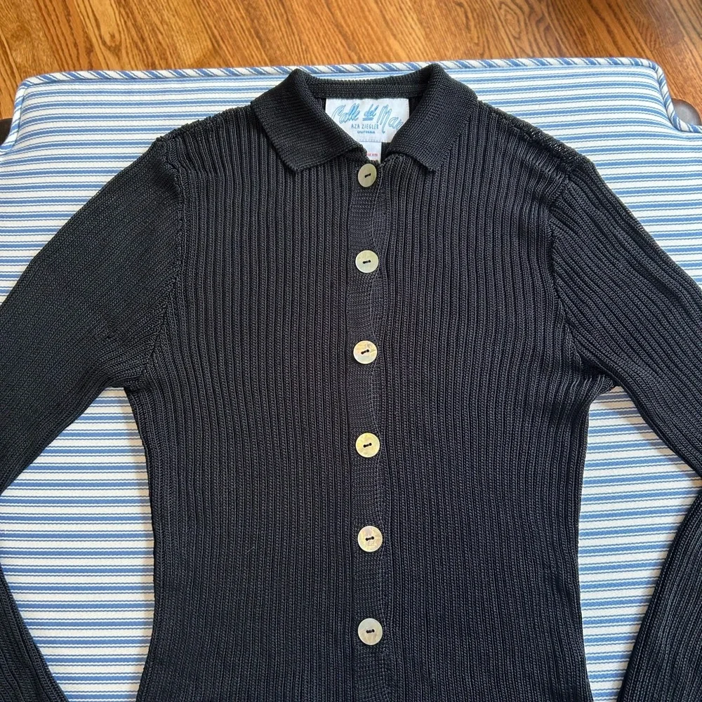 Calle Del Mar long sleeve cardigan black medium - Picture 2 of 9